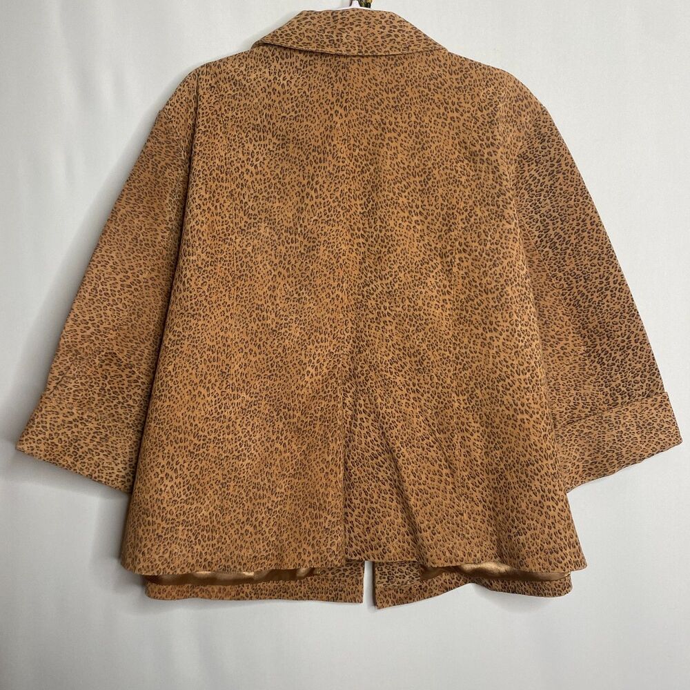 Live a Little LAL Leather Leopard Print Jacket Cuffed Sleeves Lined Womens 2X - Picture 2 of 12